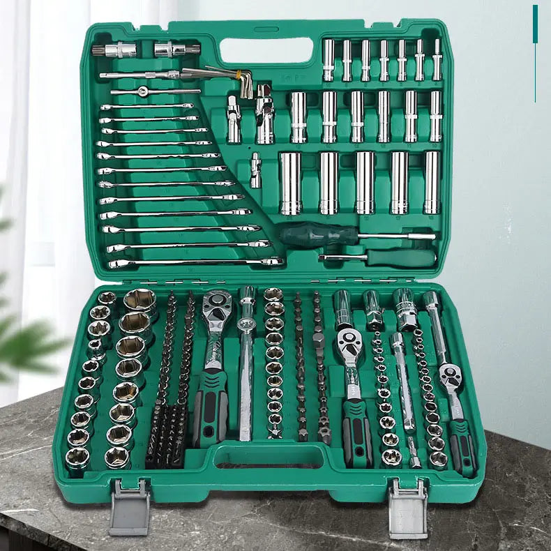 Set of 216pcs hand mechanic socket ratchet wrench combination tool kits 216 in 1 repair tools for cars, motorcycles and bicycles