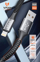 Super Fast Charging Cable with Reinforced Long Grip (X22) - 3A USB to Lightning
