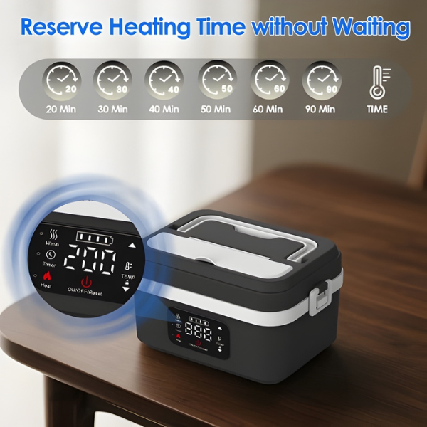Cordless Electric Lunch Box for Adults, 8000mAh Rechargeable Auto Heated Lunch Box, 1L Portable Self-Heating Food Warmer for Office, Picnic, Car & Outdoor Use