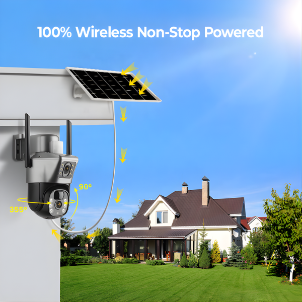 V380 Pro Dual Lens Alarm Linkage 6MP Solar Battery Powered Wifi Ptz Camera Outdoor Wireless CCTV 4g Sim Card Solar Camera