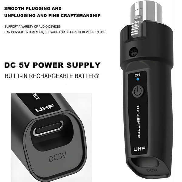 Wireless XLR Transmitter and Receiver, 2.4GHz Wireless Microphone