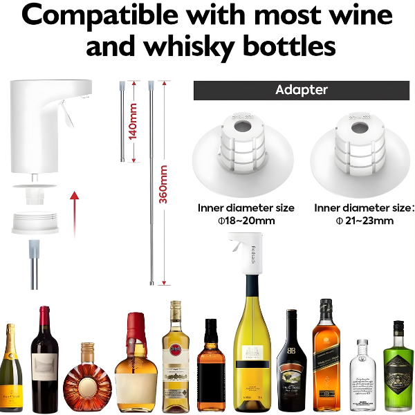 S18 Electric Wine Aerator Dispenser Intelligent Electronic Wine Decanter White