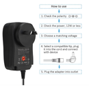 Universal DC Power Adapter Charger with 6 plugs