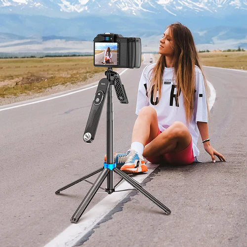 Premium Bluetooth Selfie Stick w/ 1.75m Quadpod, Camera Mount, Stabilizer, V5.2 Remote (K22)