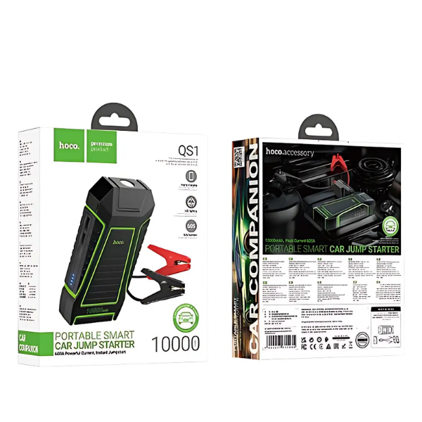 Portable Smart Car Jump Starter Power Bank w/ LED Light (10000mAh) (QS1)