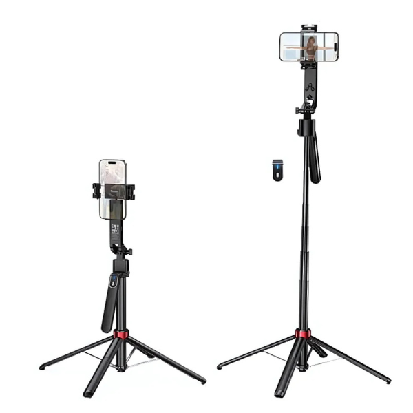 Automatic Face Tracking Selfie Stick with 1.8m Quadpod, Camera Mount, 360' Rotation, Gimbal Stablizer, AI Hand Gesture Recognition, AI Smart Follow Up (DYY04)