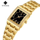 HLS WWOOR Grip Love Diamond Waterproof Square Steel Band Quartz Women's Watch Leisure Fashion Women's Watch