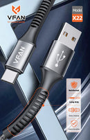 Super Fast Charging Cable with Reinforced Long Grip (X22) - 3A USB-A to Type C