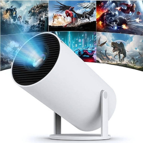 Portable Smart Projector 4K Full HD Home Projectors, Movie Projector Indoor with Hifi Speaker and Fast Connection, HD Portable Projector, Phone Projector with 180-Degree Rotating Stand