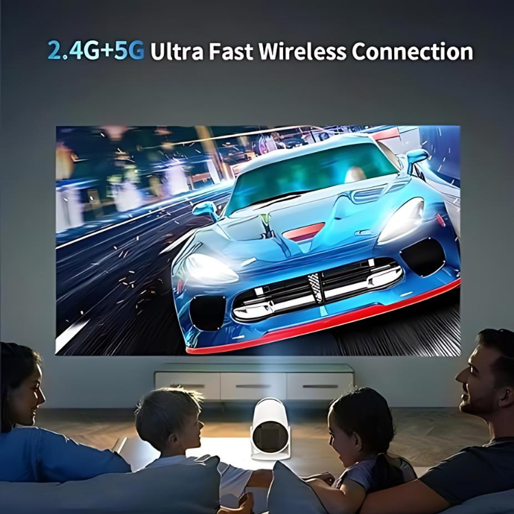 Portable Smart Projector 4K Full HD Home Projectors, Movie Projector Indoor with Hifi Speaker and Fast Connection, HD Portable Projector, Phone Projector with 180-Degree Rotating Stand