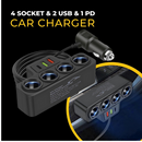 4-Socket Car Cigarette Lighter Adapter 12V/24V 120W 4 Way Cigarette Lighter Car Charger Adapter USB Port Socket Splitte Charger