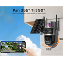 Dual-Lens WiFi Solar PTZ Security Camera, 24×7 Recording, 10X Zoom, Night Vision