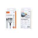3 in 1 Fast Charge USB Cable - Black (X1)