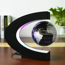 Floating Globe with LED Lights C Shape Magnetic Levitation Floating Globe World Map for Desk Decoration (Black-Silver)