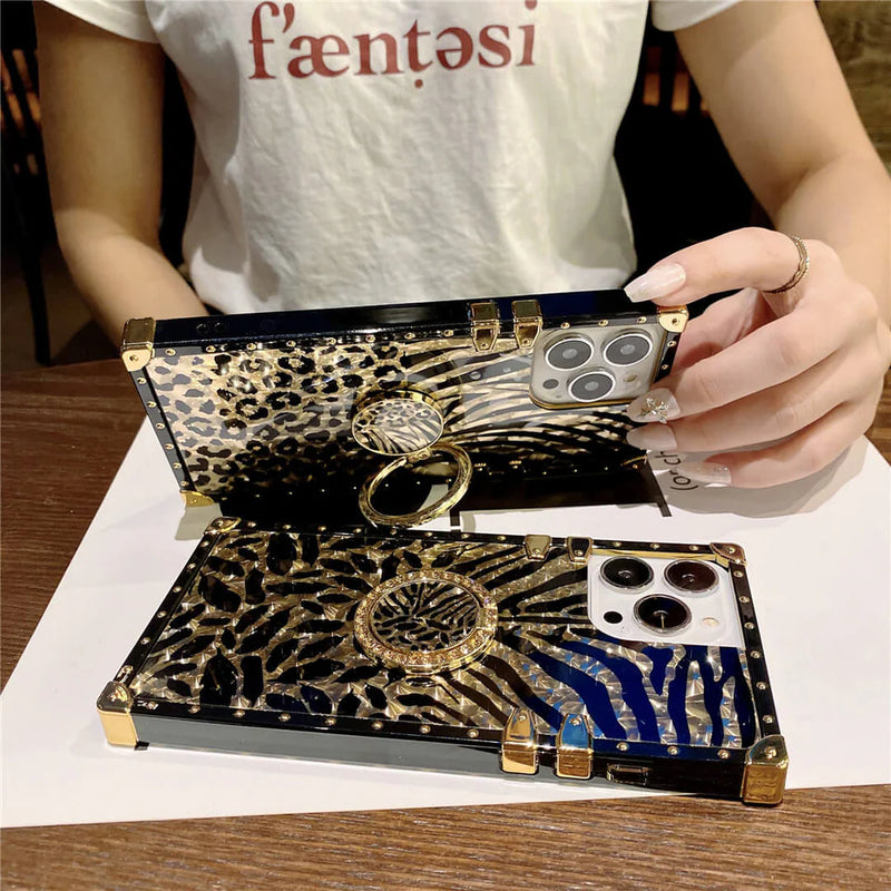 Gold Leopard iPhone Case with Ring iphone 14 plus case