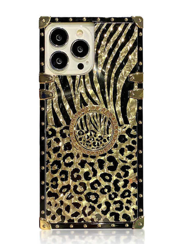 Gold Leopard iPhone Case with Ring iphone 14 plus case