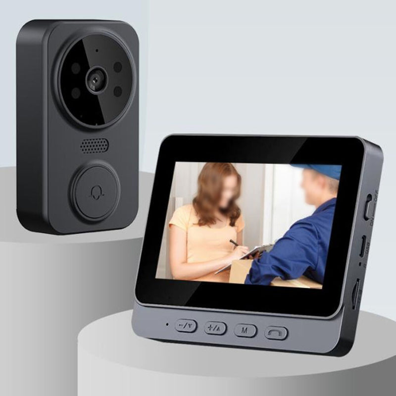 Wireless Video Doorbell Phone Security Camera With 4 3 Screen And HD Resolution