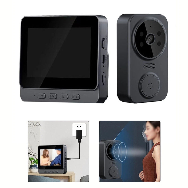 Wireless Video Doorbell Phone Security Camera With 4 3 Screen And HD Resolution