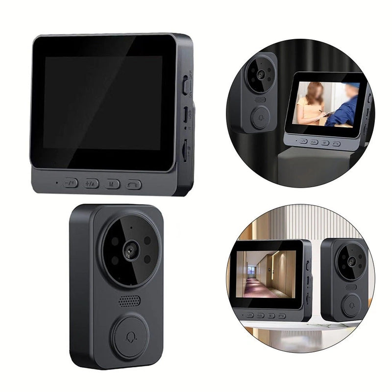 Wireless Video Doorbell Phone Security Camera With 4 3 Screen And HD Resolution