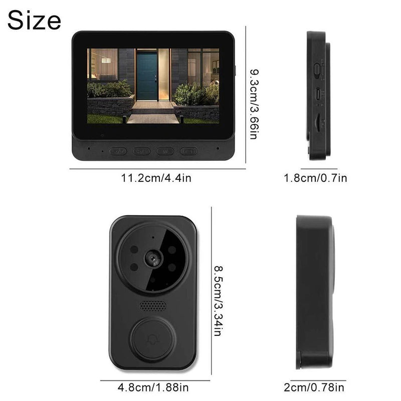 Wireless Video Doorbell Phone Security Camera With 4 3 Screen And HD Resolution
