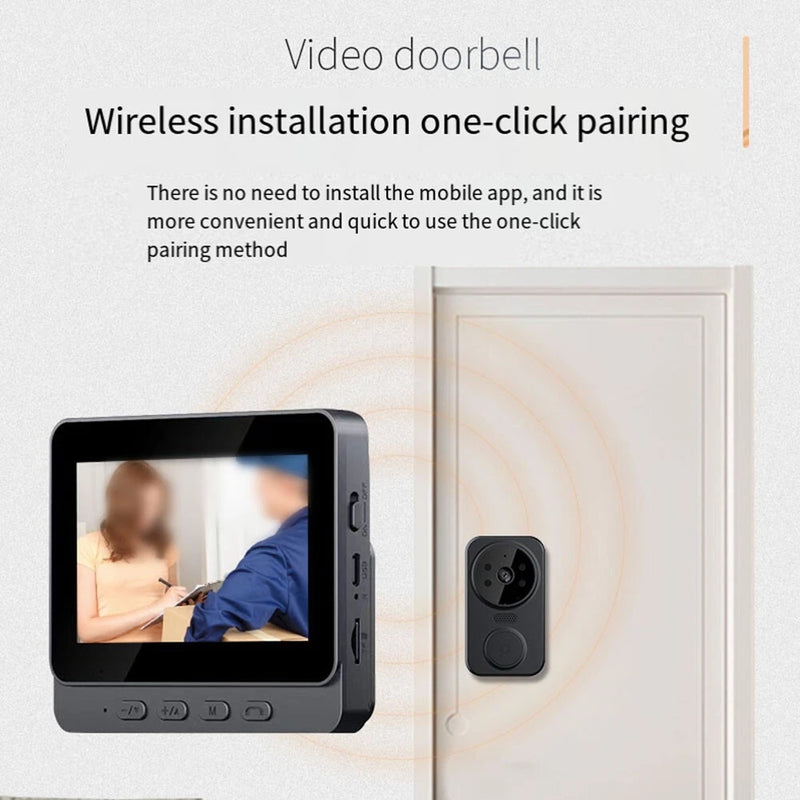 Wireless Video Doorbell Phone Security Camera With 4 3 Screen And HD Resolution