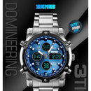 Digital  Men Fashion Quartz Luxury Stainless Steel Strap Watch