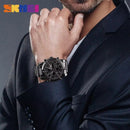 SKEMI Digital Watch Men Quartz Sport Watch Luxury Business Stainless Steel Strap-All Black