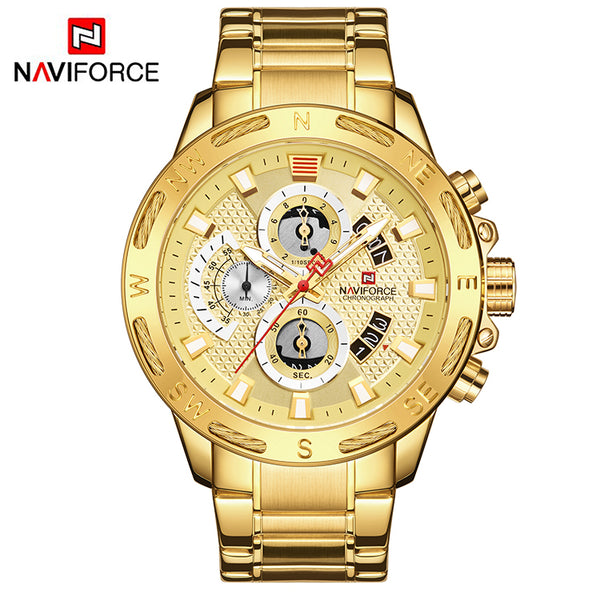 Naviforce golden outlet watch price