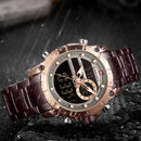 NAVIFORCE Dual Display Luxury Men Quartz Waterproof Multi function  Wrist Watch-Rose Gold/Brown