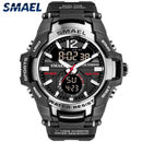 SMAEL  Boys digital timepiece rubber band water resist  double display  watch- Black