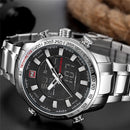 NAVIFORCE Silver fashion  Mens quartz watch best dual display Waterproof  sports wristwatch