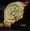 NAVIFORCE Luxury Brand Mens Sport  Gold Full Steel Quartz Watch
