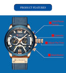 Luxury Chronograph Men Watches Leather Luxury Waterproof Sport Watch clock men curren Wristwatch