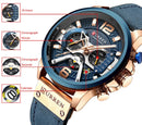 Luxury Chronograph Men Watches Leather Luxury Waterproof Sport Watch clock men curren Wristwatch