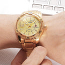 NAVIFORCE Gold Stainless Steel Calendar Clock